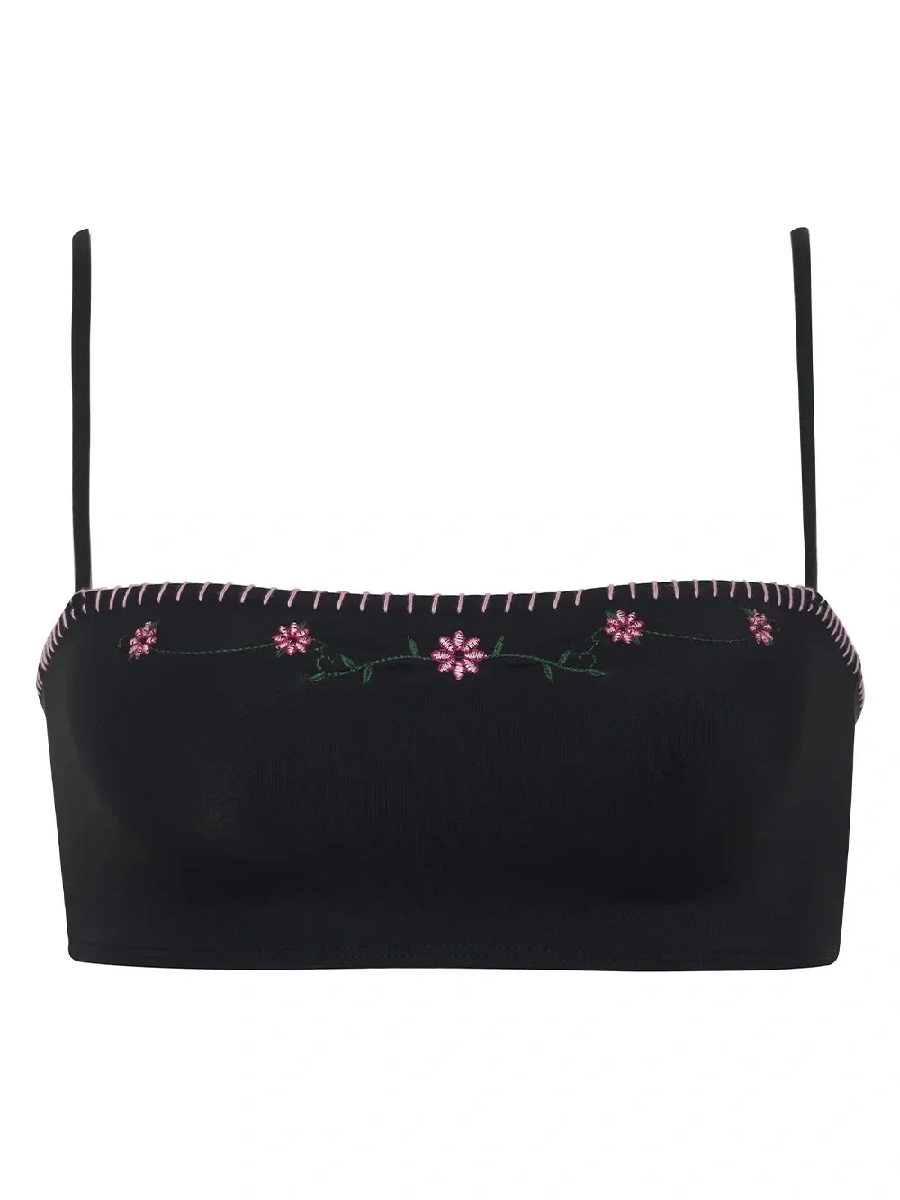 Frankie's Bikins Tommy Embroidered Bandeau Bikini Top